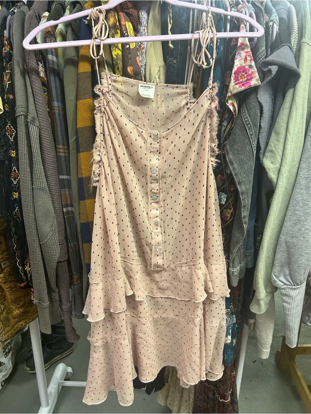 Free People Polka Dot Mini Slip Dress S